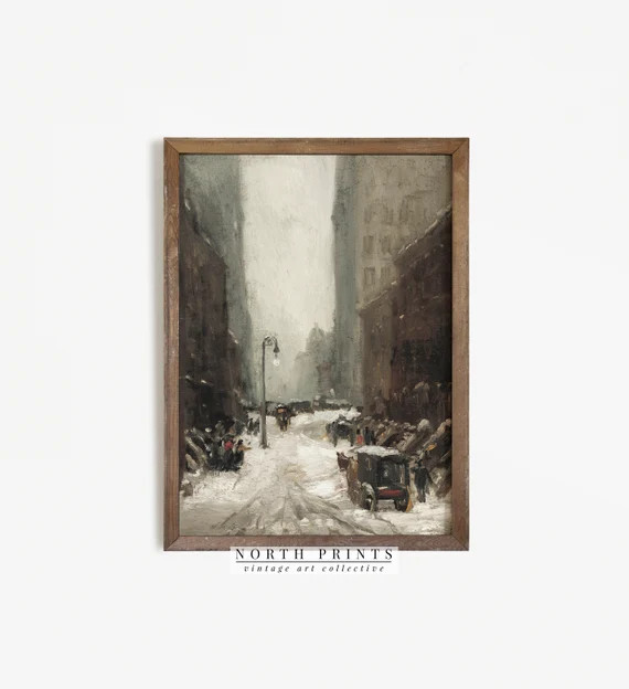 Vintage Moody Winter Paris Cityscape Print  Dark Neutral | Etsy | Etsy (US)