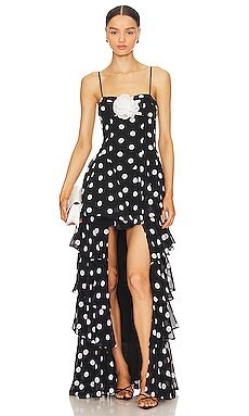 MAJORELLE Brandi Gown in Black & White Dot from Revolve.com | Revolve Clothing (Global)