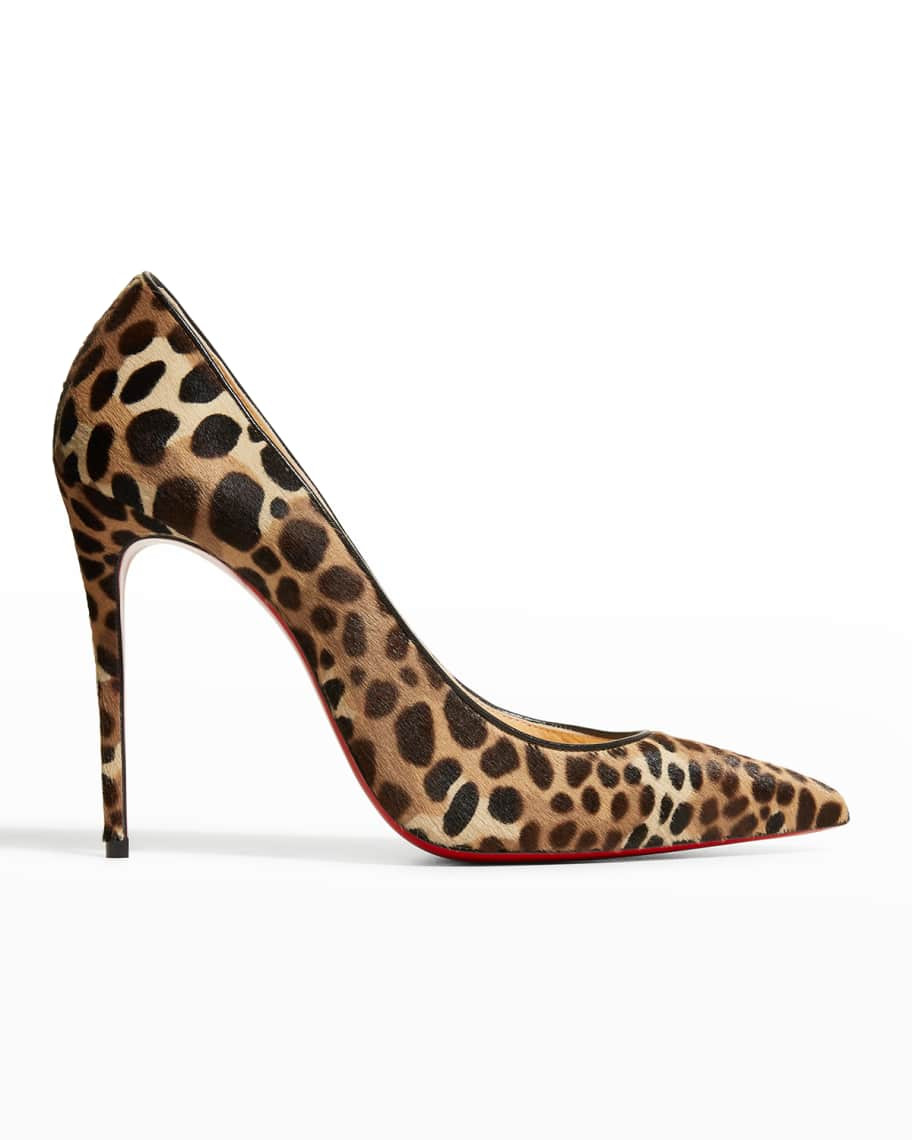 Christian Louboutin Kate 100mm Leopard-Print Red Sole Pumps | Neiman Marcus