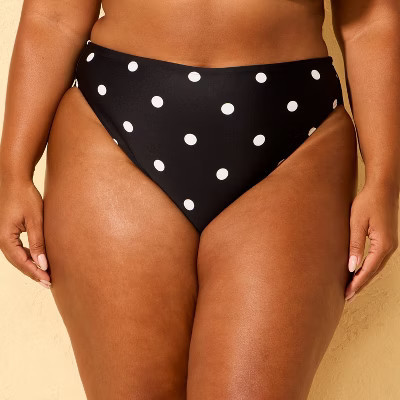 Women's Polka Dot High Waist Extra High Leg Medium Coverage Bikini Bottom - Shade & Shore™ Black 1X | Target