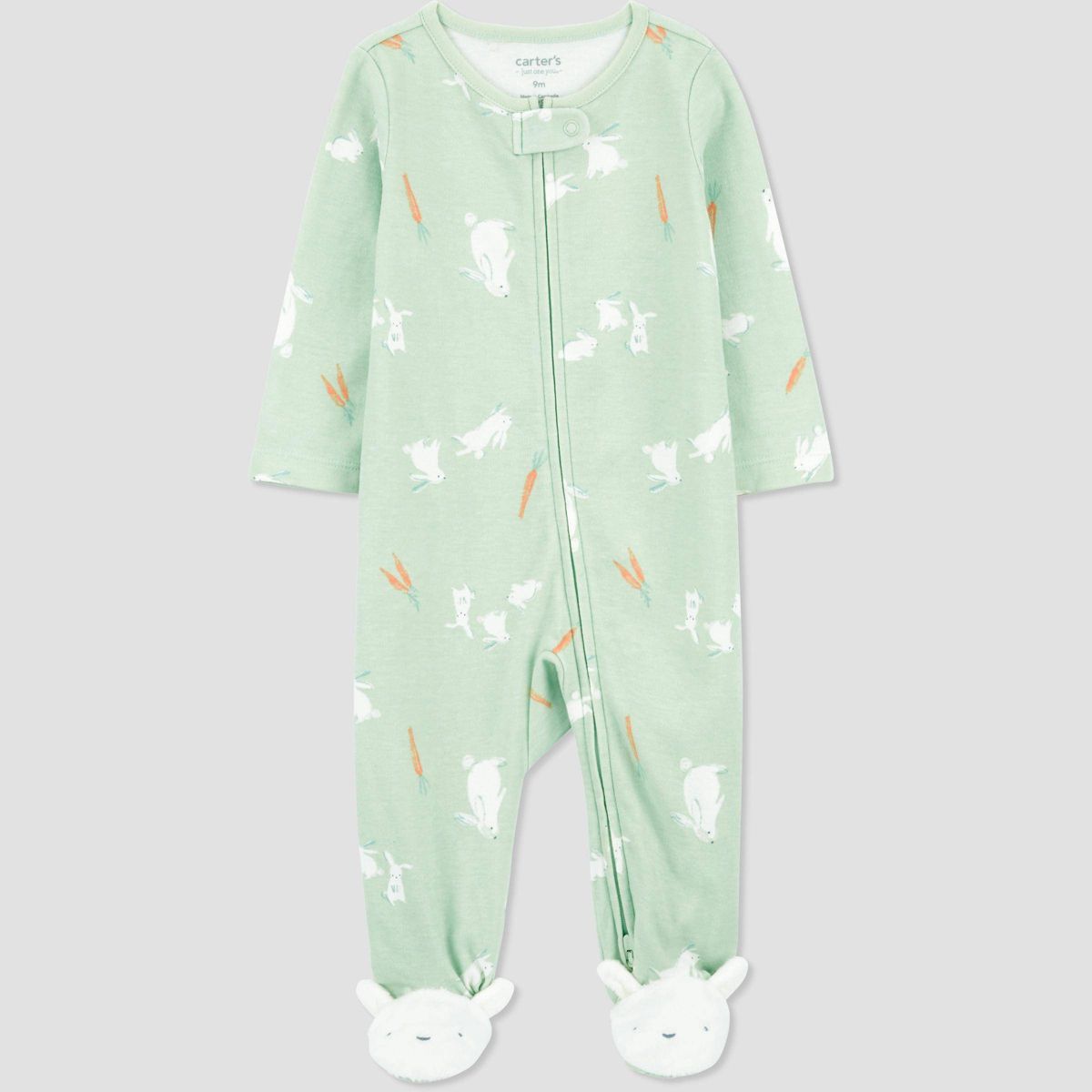 Carter's Just One You® Baby Bunny Footed Pajama - Green/White | Target
