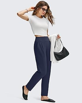 G4Free ShiftReady Ankle Women's Casual Pants with Pockets Tapered Front Pleated High Waist Trouse... | Amazon (US)