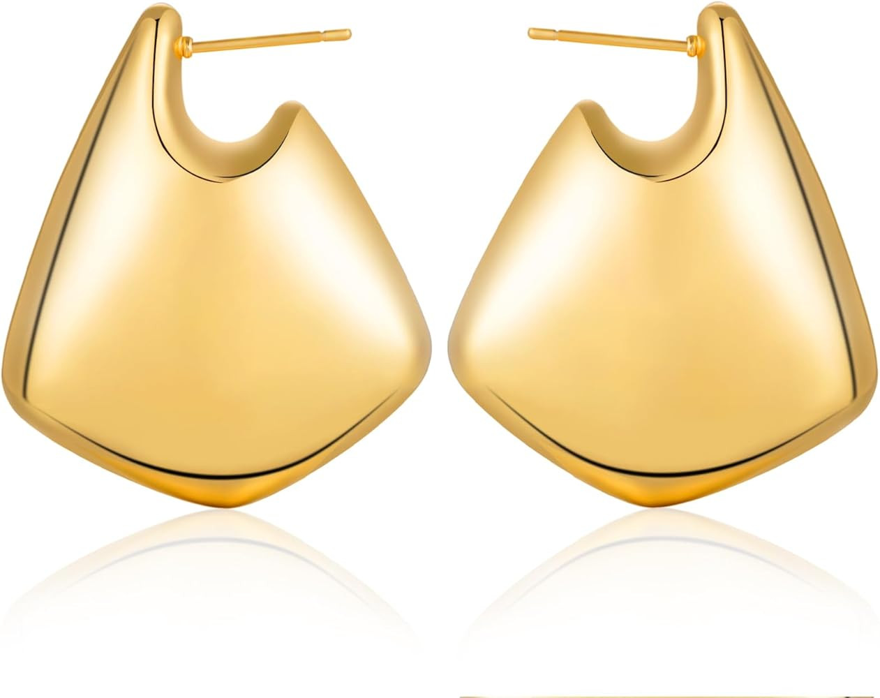 Apsvo 25/35mm Fin Earrings Dupes for Women, Chunky Gold Hoop Earrings, Hypoallergenic Lightweight... | Amazon (US)