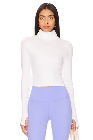 Splits59 Jackson Rib Cropped Turtleneck Top in White from Revolve.com | Revolve Clothing (Global)