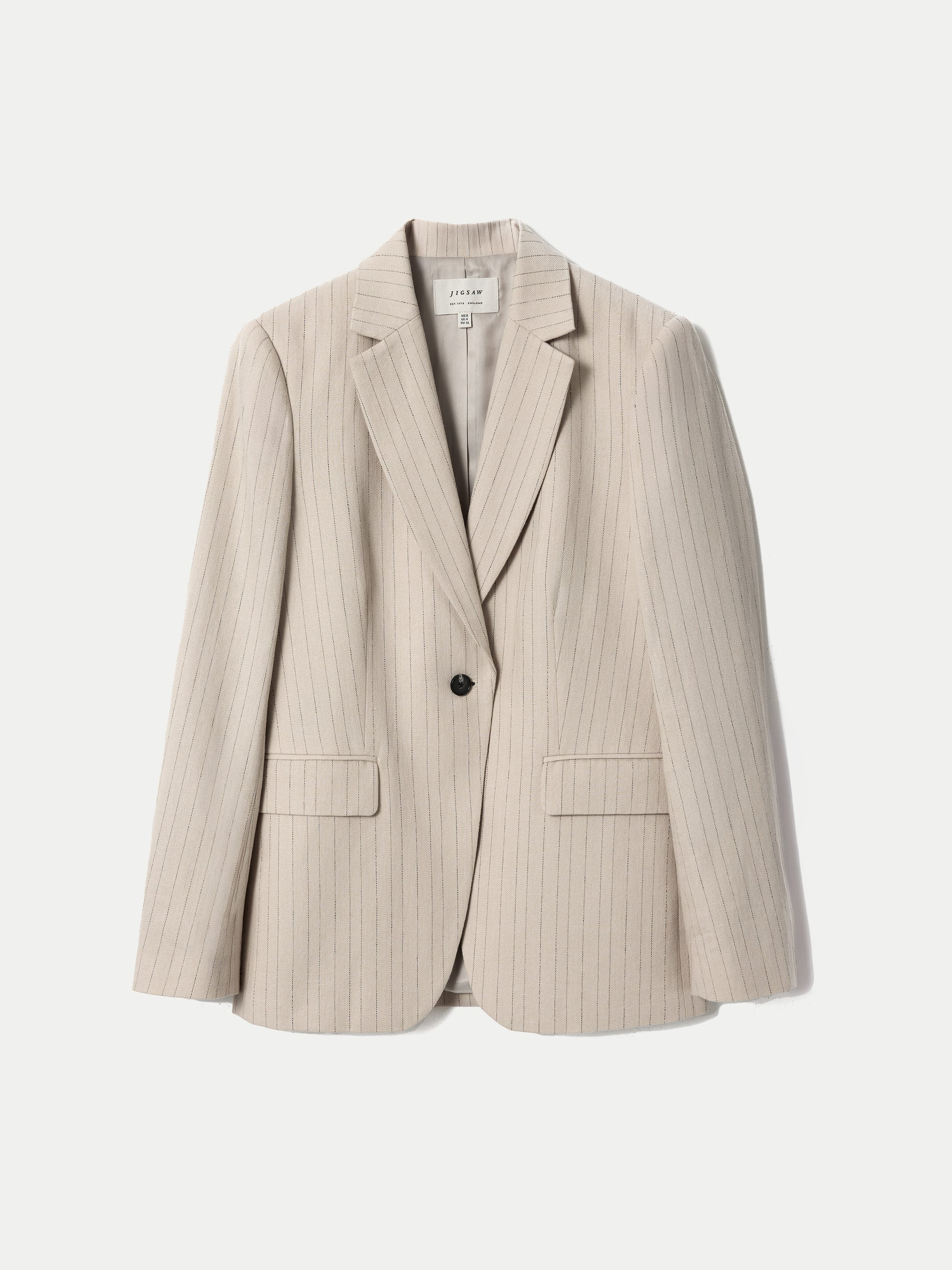 Duke Linen Cotton Stripe Blazer | Beige | Jigsaw (UK)
