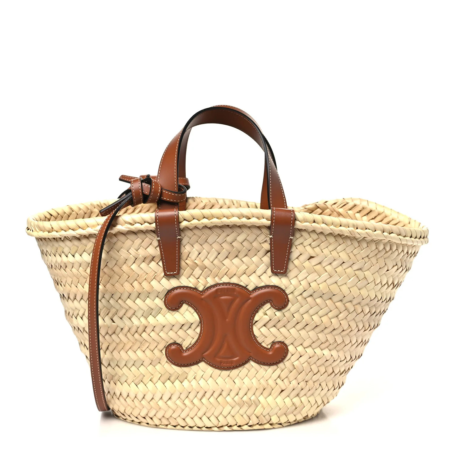 Raffia Calfskin Triomphe Teen Panier Tan | FASHIONPHILE (US)