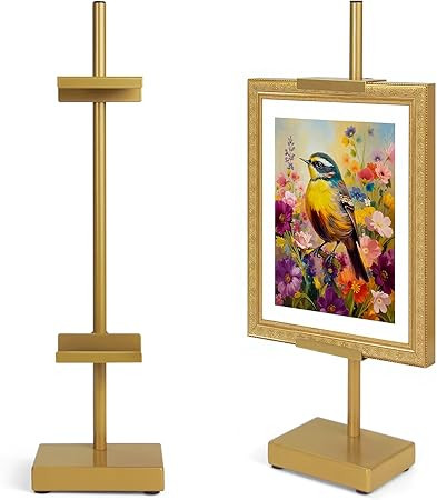 Adjustable Tabletop Easel Stand, Picture Easels for Display Up to 17" H, Gold Metal Picture Frame... | Amazon (US)