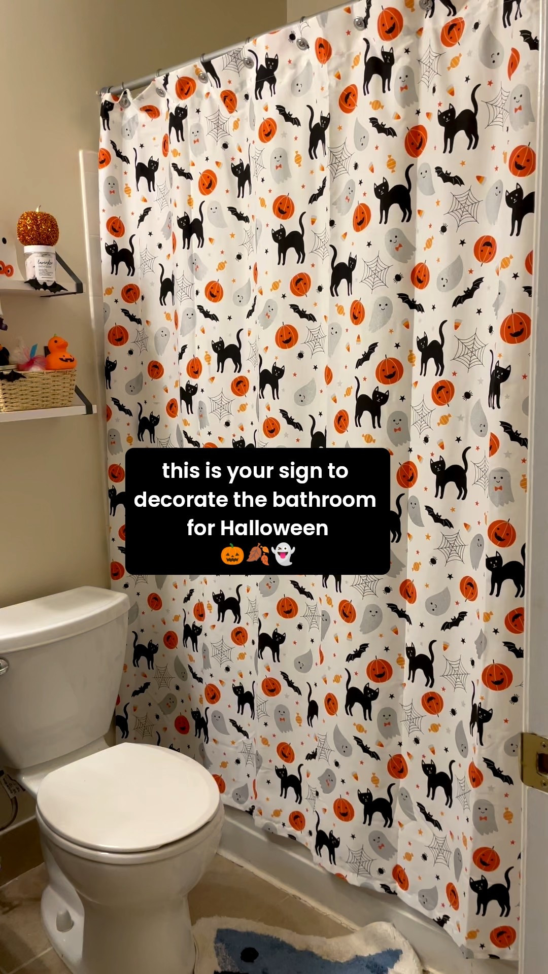 This is your sign to decorate the bathroom for Halloween! So fun, especially for kids (and kids at heart)! I got this shower curtain from HomeGoods and my son picked out the skeleton hand towels. We got the little skeleton shelf decoration to go with the towels, but used a few other things we already had to finish decorating the shelves. 

I love a bath & body works soap so was really excited to find the haunted house soap cover! It looks great and shipped really quickly. 

We finished it off with some bats! Cute, a little spooky, and so fun for Halloween! 

#LTKHome #LTKSeasonal #LTKHalloween