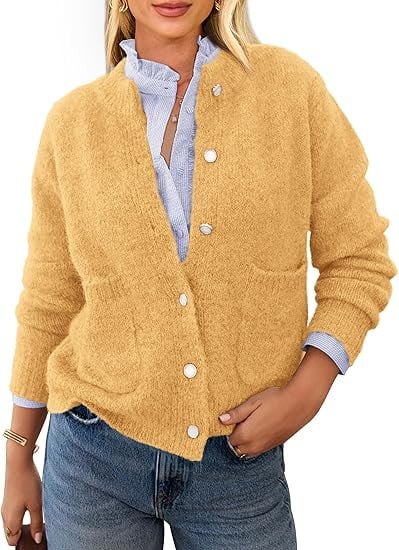 PRETTYGARDEN Women's Knit Cardigan Sweaters Casual Long Sleeve Open Front Button Up Ribbed Fall S... | Walmart (US)