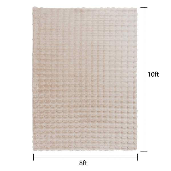 (B883) Crosby St. Beige Bebel Faux Fur Shag Area Rug, 8x10 | At Home