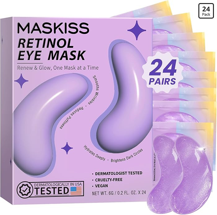 Maskiss Retinol Under Eye Patches (24 Pairs), Purple Eye Masks for Dark Circles, Puffy Eyes & Wri... | Amazon (US)