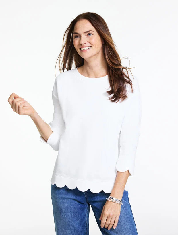 Scalloped French Terry Sweatshirt | Talbots