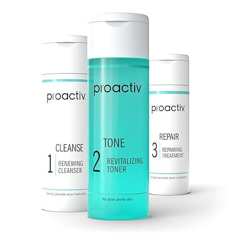 Proactiv 3 Step Acne Treatment - Benzoyl Peroxide Face Wash, Repairing Acne Spot Treatment for Fa... | Amazon (US)