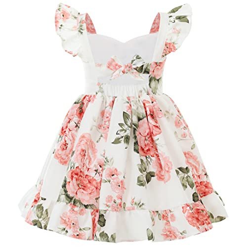Flofallzique Summer Girls Floral Dress Ruffle Sleeve Tie Back Vintage Toddler Birthday Tea Party ... | Amazon (US)