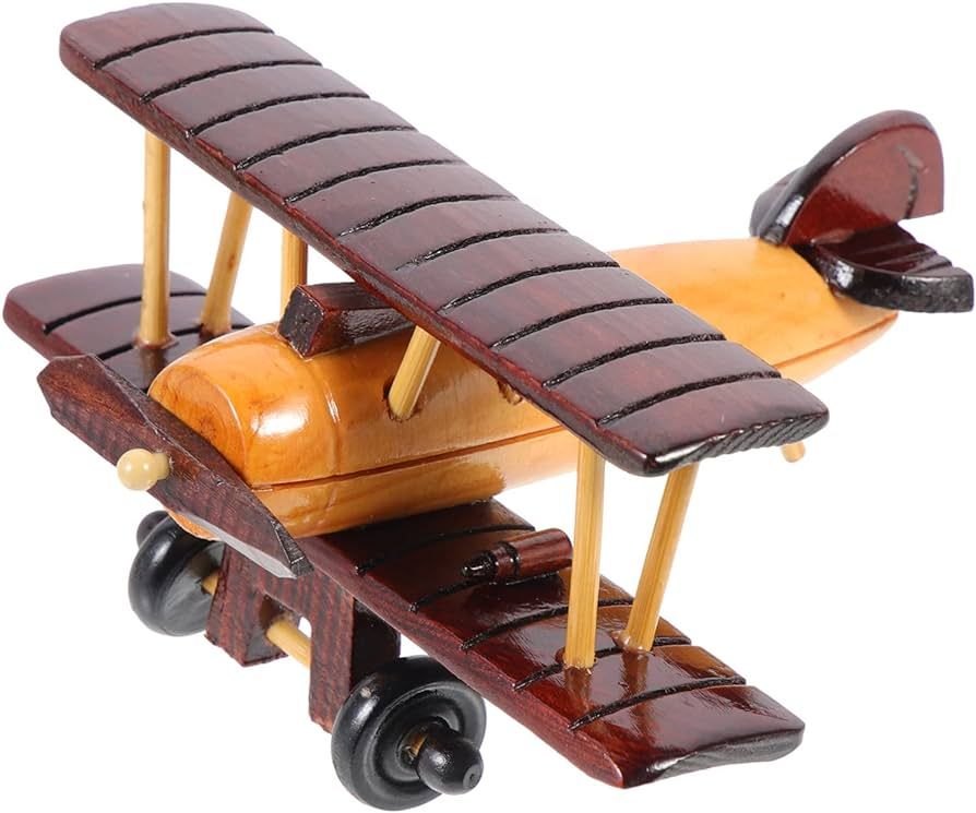 BESPORTBLE Office Decor Vintage Home Decor Boy Room Decor Wooden Plane Model, 5.8X5.5X2.95Inch Bi... | Amazon (US)