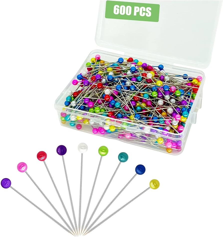 600PCS Sewing Pins Straight Pin for Fabric, Pearlized Ball Head Quilting Pins Long 1.5inch, Multi... | Amazon (US)