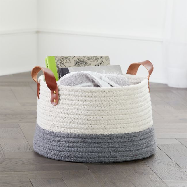 Leather Handle Medium Floor Rope Basket | Crate & Barrel
