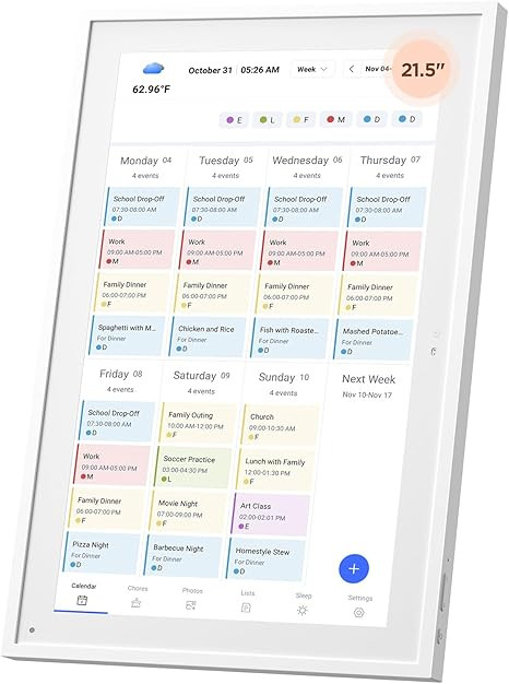 Mezed 21.5" Smart Digital Calendar, Meal Schedule, Duty Chart, HD Smart Touch Screen Home Interac... | Amazon (US)