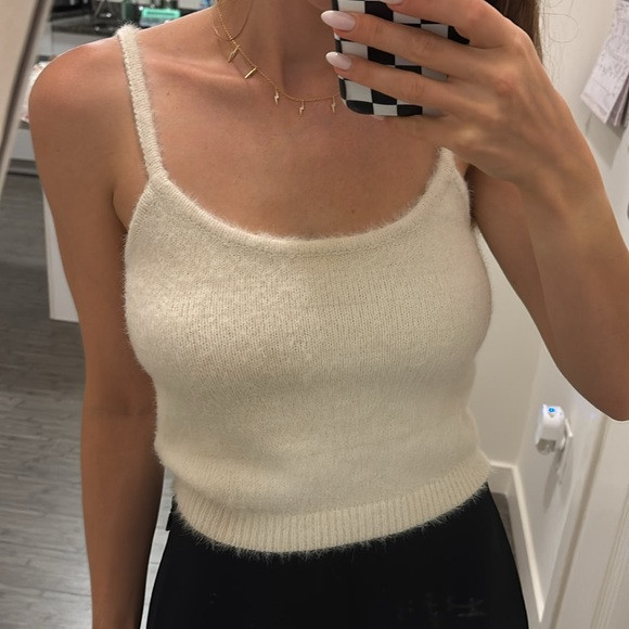 Elegant Cream ivory Women's tank top fuzzy soft | Poshmark