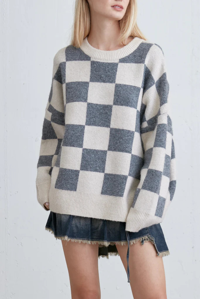 CHECKERED CREWNECK SWEATER | OAK + FORT