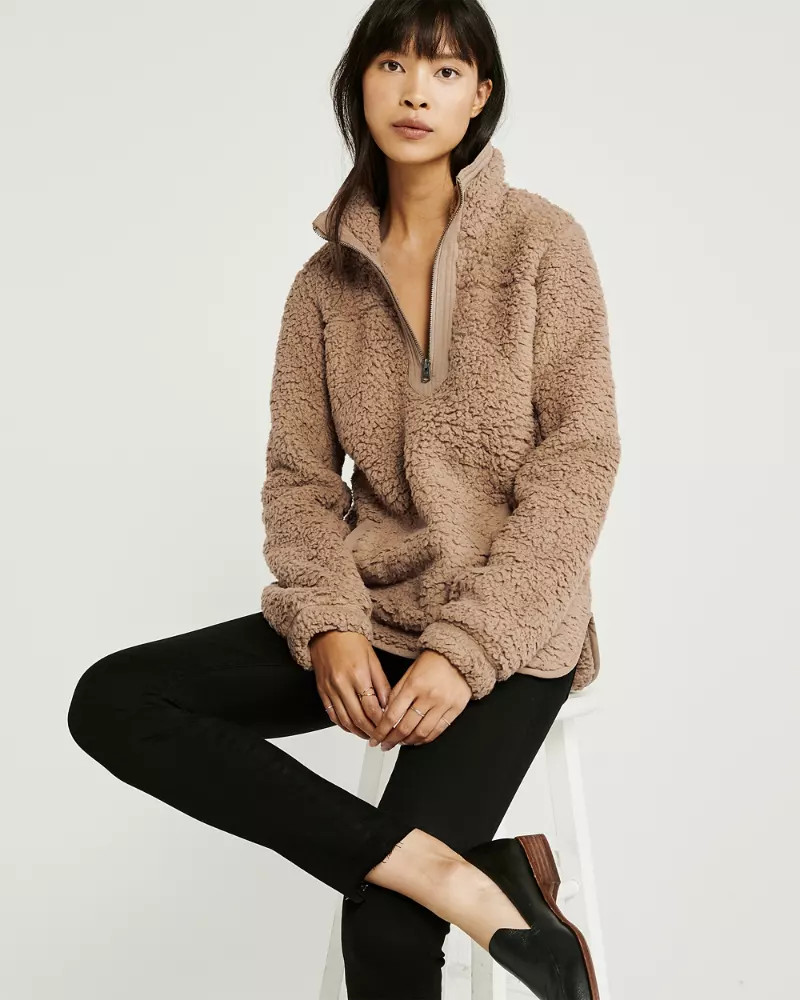 Sherpa Fleece Half-Zip Sweatshirt | Abercrombie & Fitch (US)