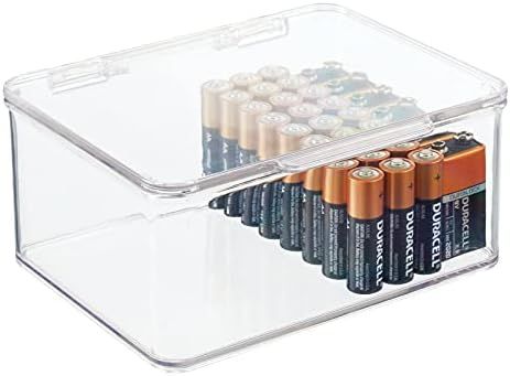 Amazon.com: mDesign Plastic Stackable Square Storage Bin, Drawer Organizer with Secure Lid, Conta... | Amazon (US)