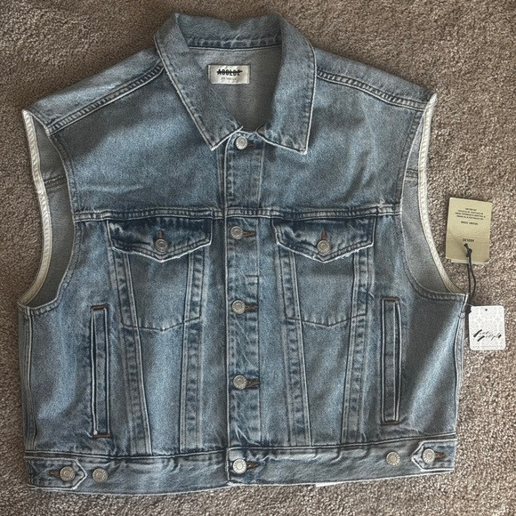 Agolde Charli Light Blue Denim Vest Size Large | Poshmark