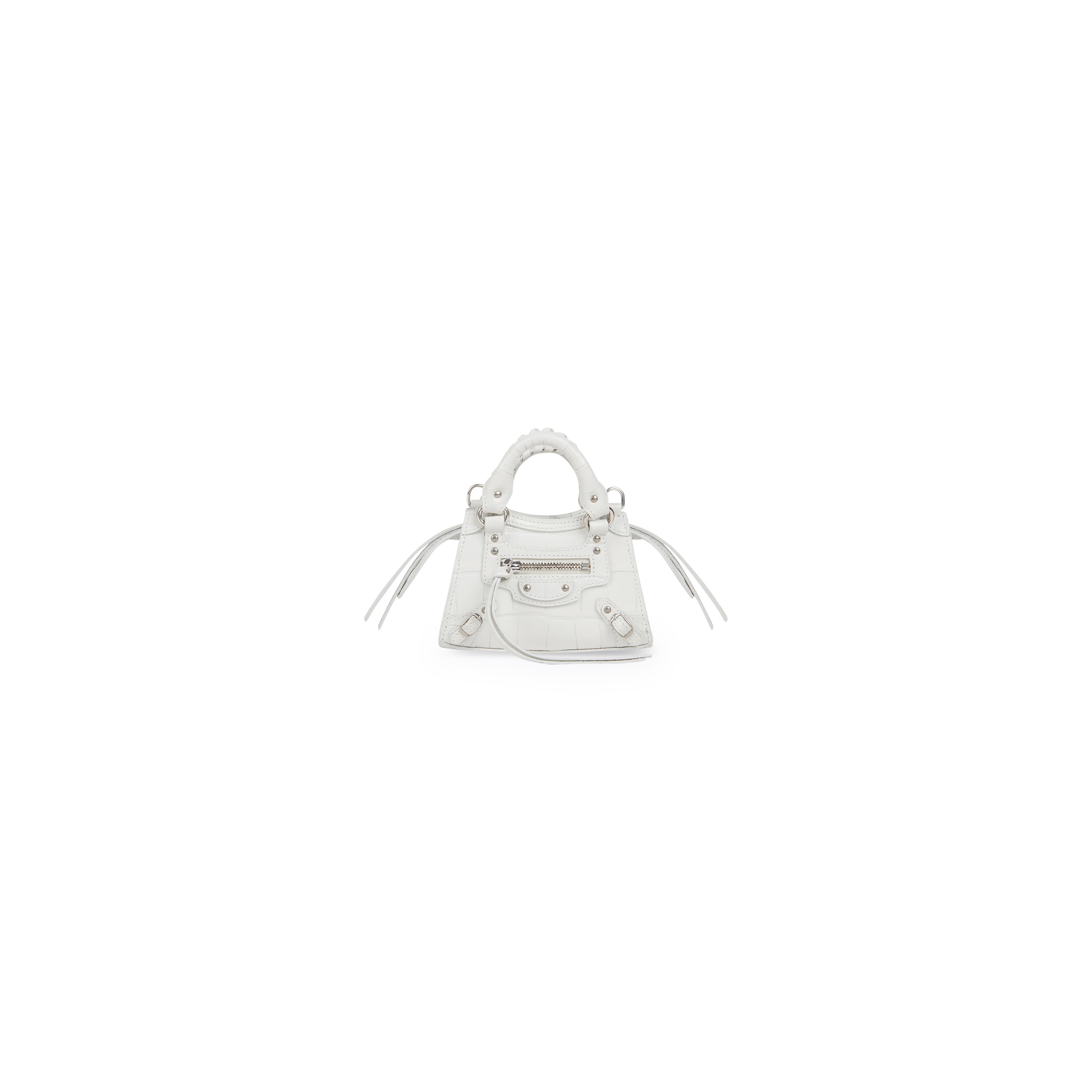 Balenciaga Neo Classic Super Nano Handbag Crocodile Embossed White - Women's -Calfskin | Balenciaga