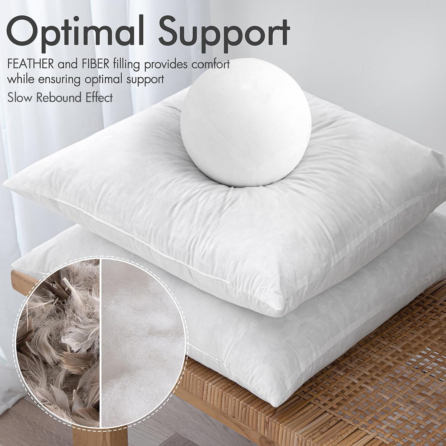 MIULEE Pillow Inserts 24x24 Inch Set of 2, Feather Mix Polycotton with Cotton Fabric Square Decor... | Amazon (US)