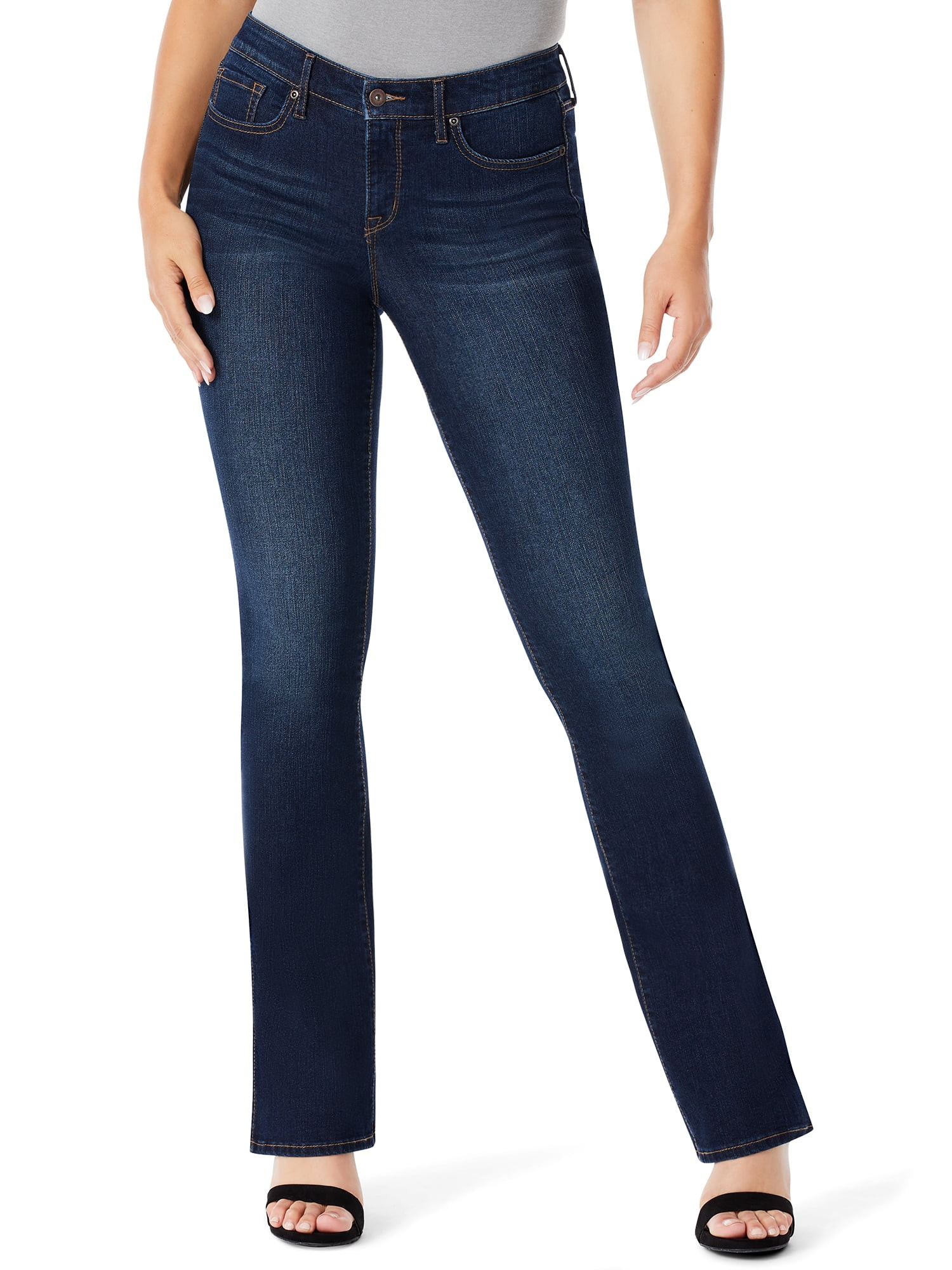 Sofia Jeans by Sofia Vergara Women's Marisol Mid-Rise High Bootcut Jeans with Slit Hem | Walmart (US)