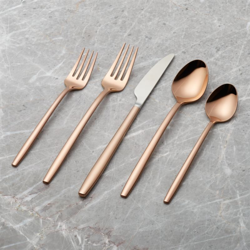 Harper 20-Piece Copper Flatware Set + Reviews | Crate and Barrel | Crate & Barrel