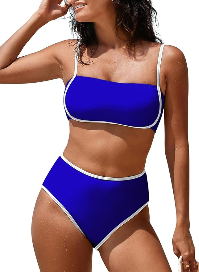 Pink Queen 2026 Women's High Waisted Bikini Sets Two Piece Swimsuit Color Block High Cut Bathing ... | Amazon (US)