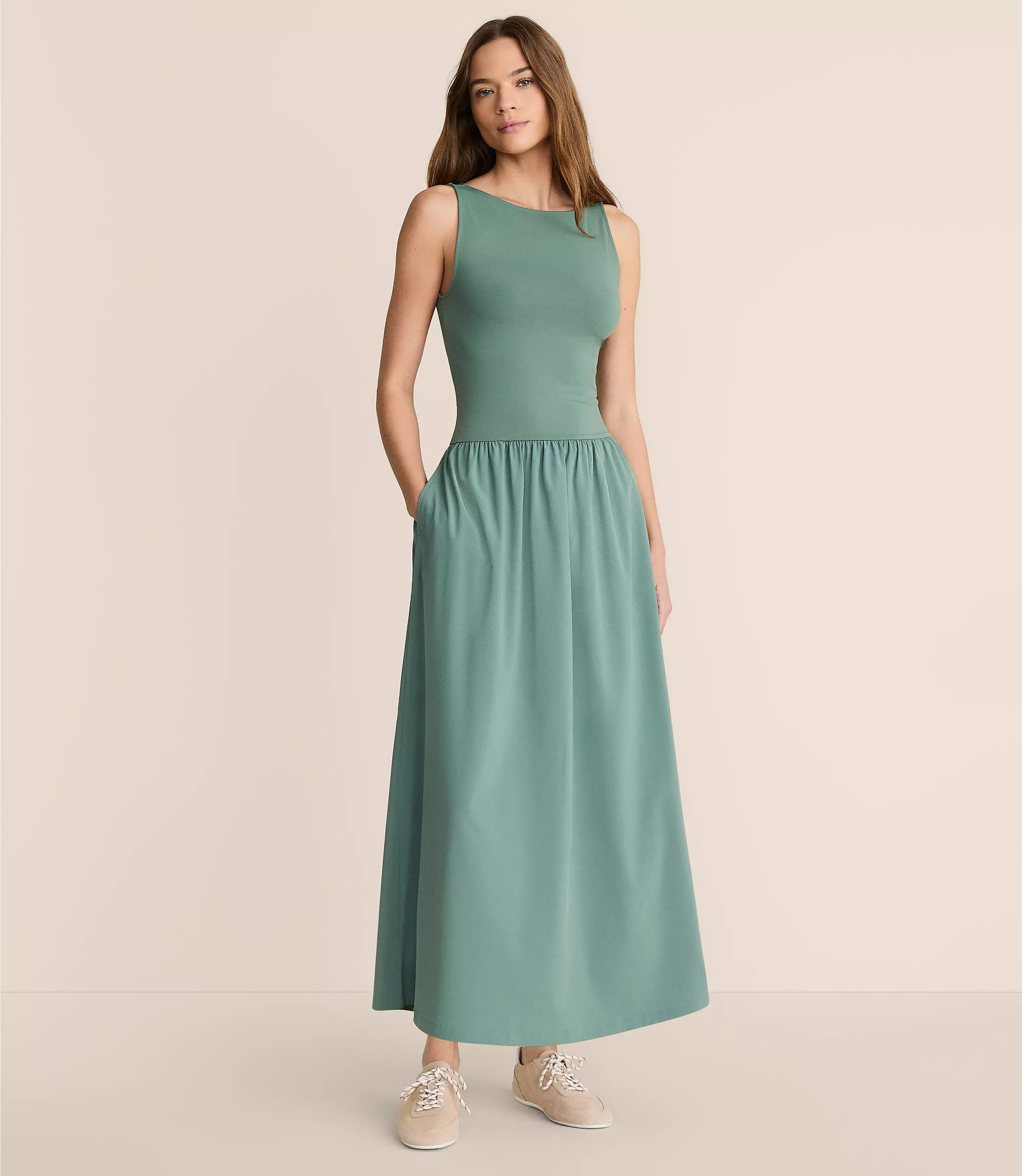 Lou & Grey Wanderweave Mixed Media Maxi Pocket Dress | LOFT