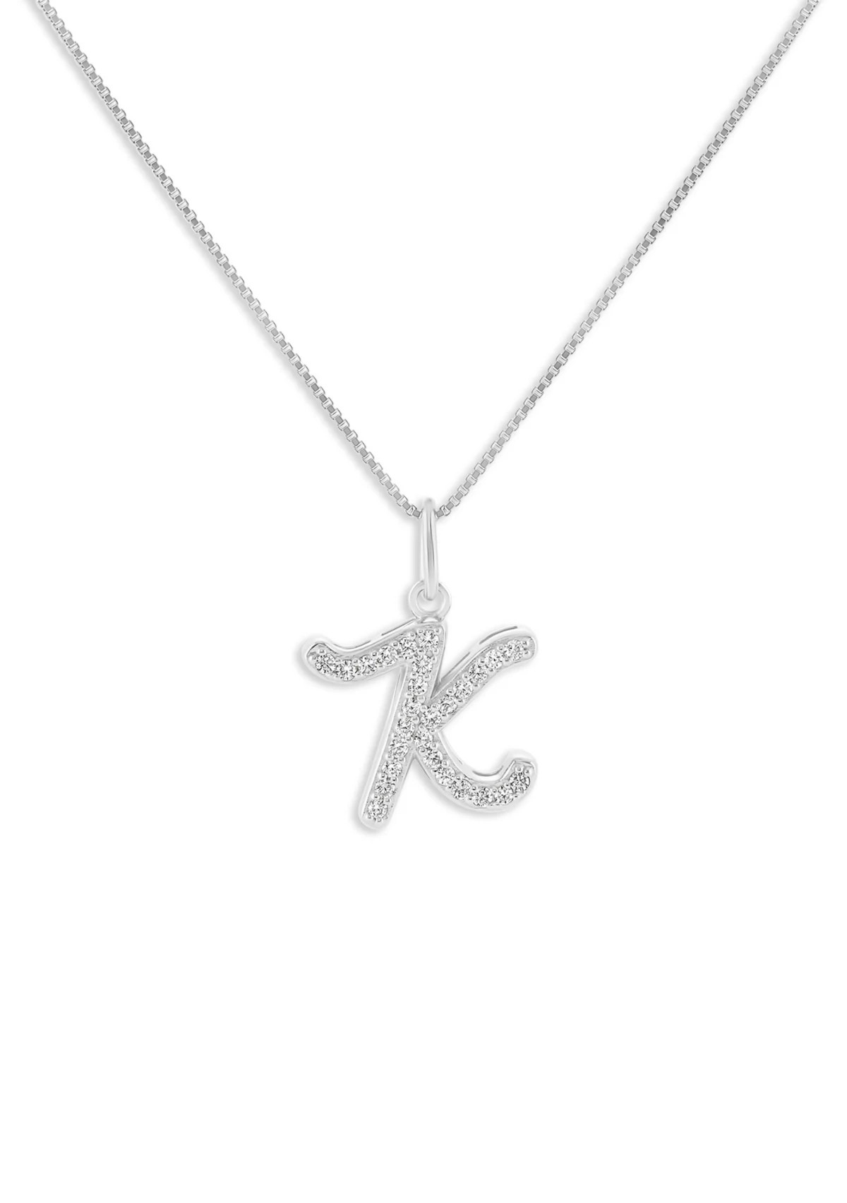 Belk Sterling SilverSterling Silver Pave CZ Initial Pendant Necklace | Belk