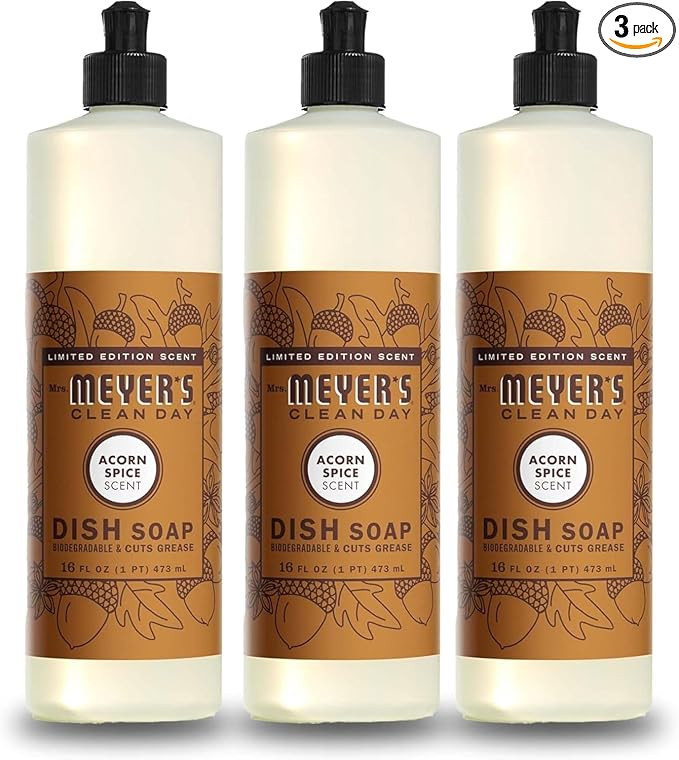 MRS. MEYER'S CLEAN DAY Liquid Dish Soap, Biodegradable Formula, Limited Edition Acorn Spice, 16 f... | Amazon (US)