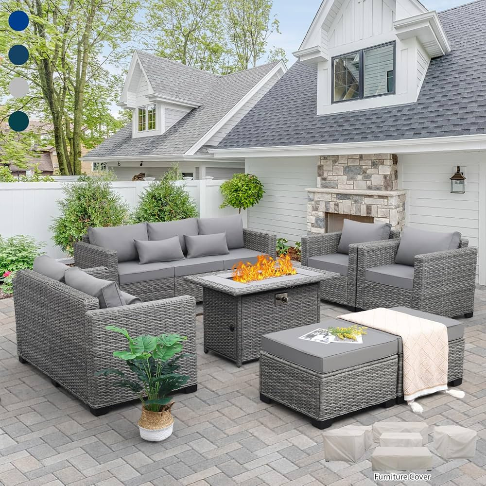 Rattaner 7-Piece Outdoor Furniture Sets Patio Furniture Set with 45-inch Fire Pit Patio Couch Out... | Amazon (US)