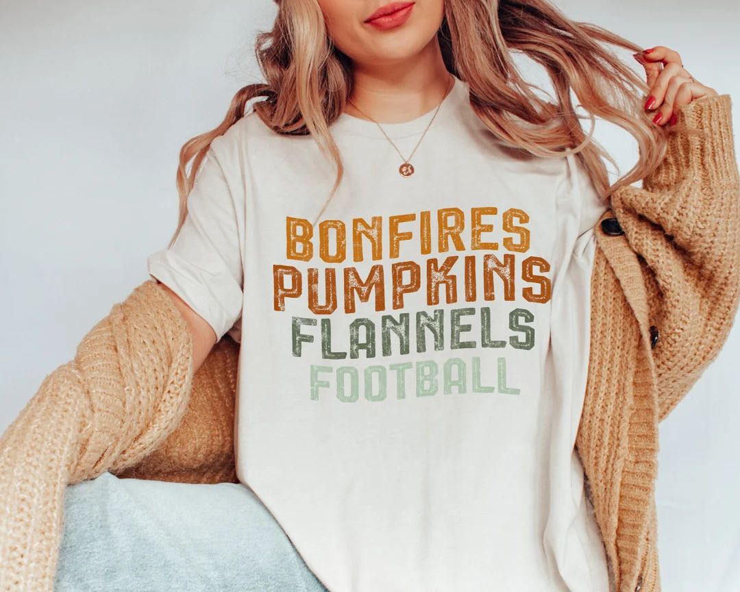 Bonfires Pumpkins Flannel Football Fall Shirt Womens Fall - Etsy | Etsy (US)
