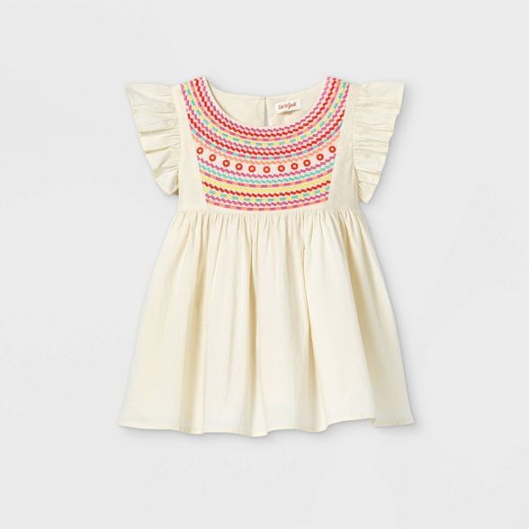 Girls' Embroidered Short Sleeve Woven Top - Cat & Jack™ | Target