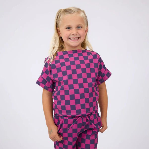 Mini Boss Tee, Purple/Pink Check | Albion Fit