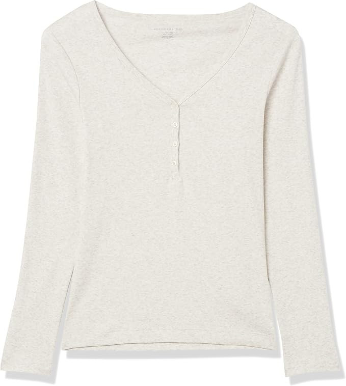 Amazon Essentials Women's Ribbed Knit Long Sleeve Henley Slim Fit T-Shirt | Amazon (US)