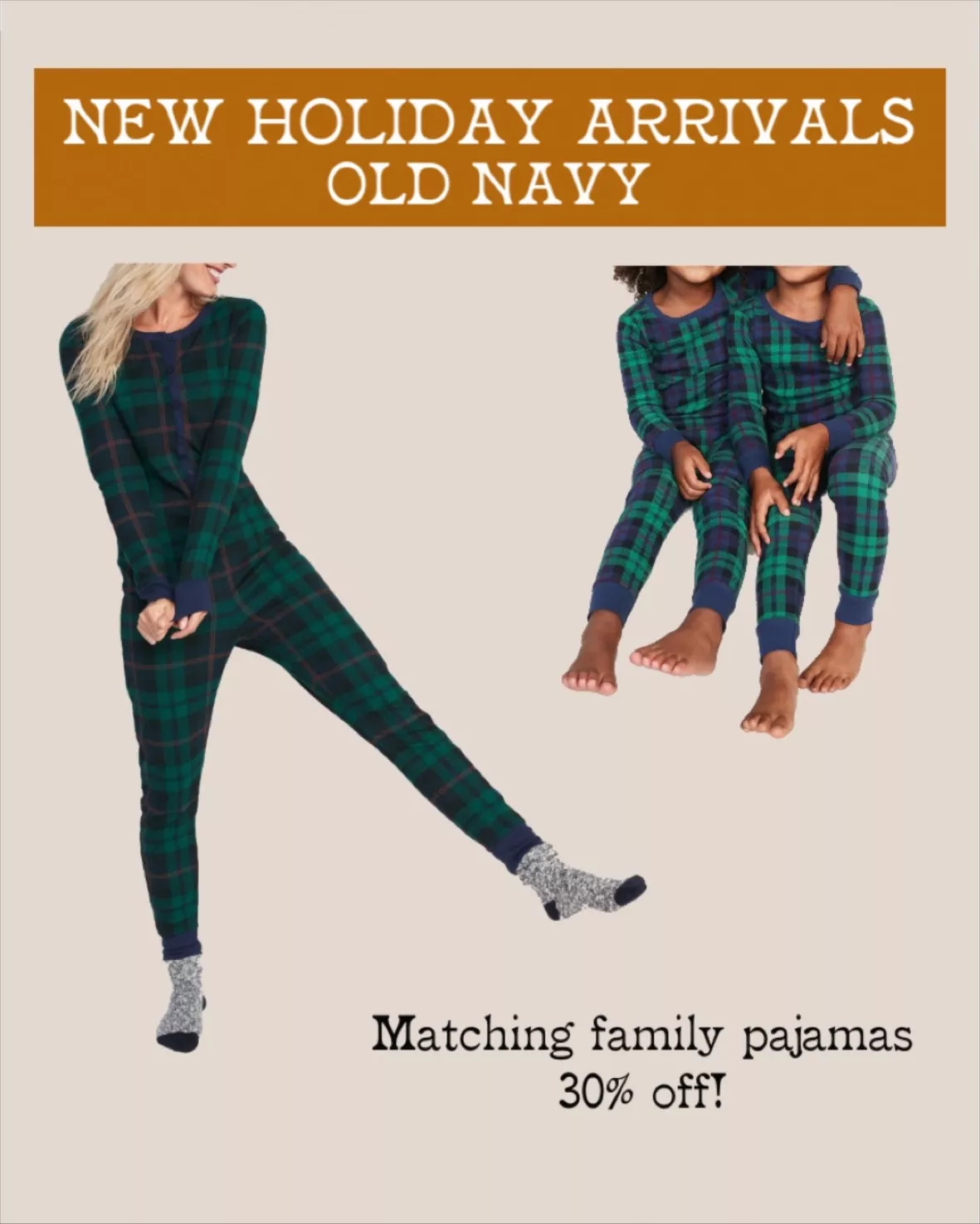 Matching Printed Thermal-Knit One-Piece Pajamas