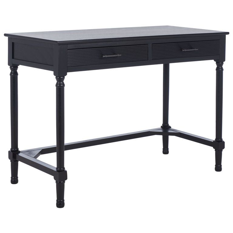 SAFAVIEH Layce Solid Retro 2 Drawer Writing Desk, Black - Walmart.com | Walmart (US)