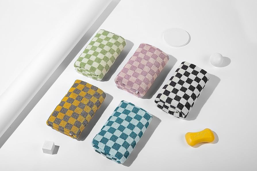 Madi-Cadi Hand Towels 5 Pack - Cotton Face Towels Soft, Absorbent, and Decorative Checkered Desig... | Amazon (US)