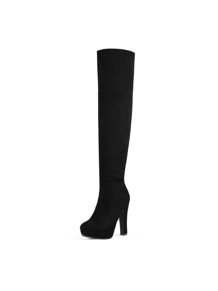 New
     
      DREAM PAIRS Women's HIGHPLAT Black Chunky Thigh High Over The Knee High Heel Boot... | SHEIN