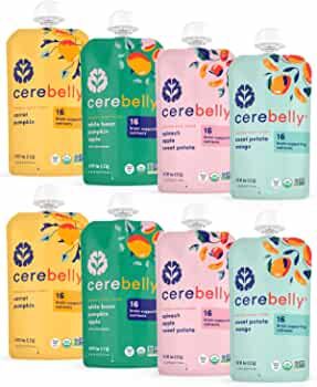 Cerebelly Baby Food Pouches - Organic Veggie Purees Variety Pack (4 oz, Pack of 8) Toddler Snacks... | Amazon (US)