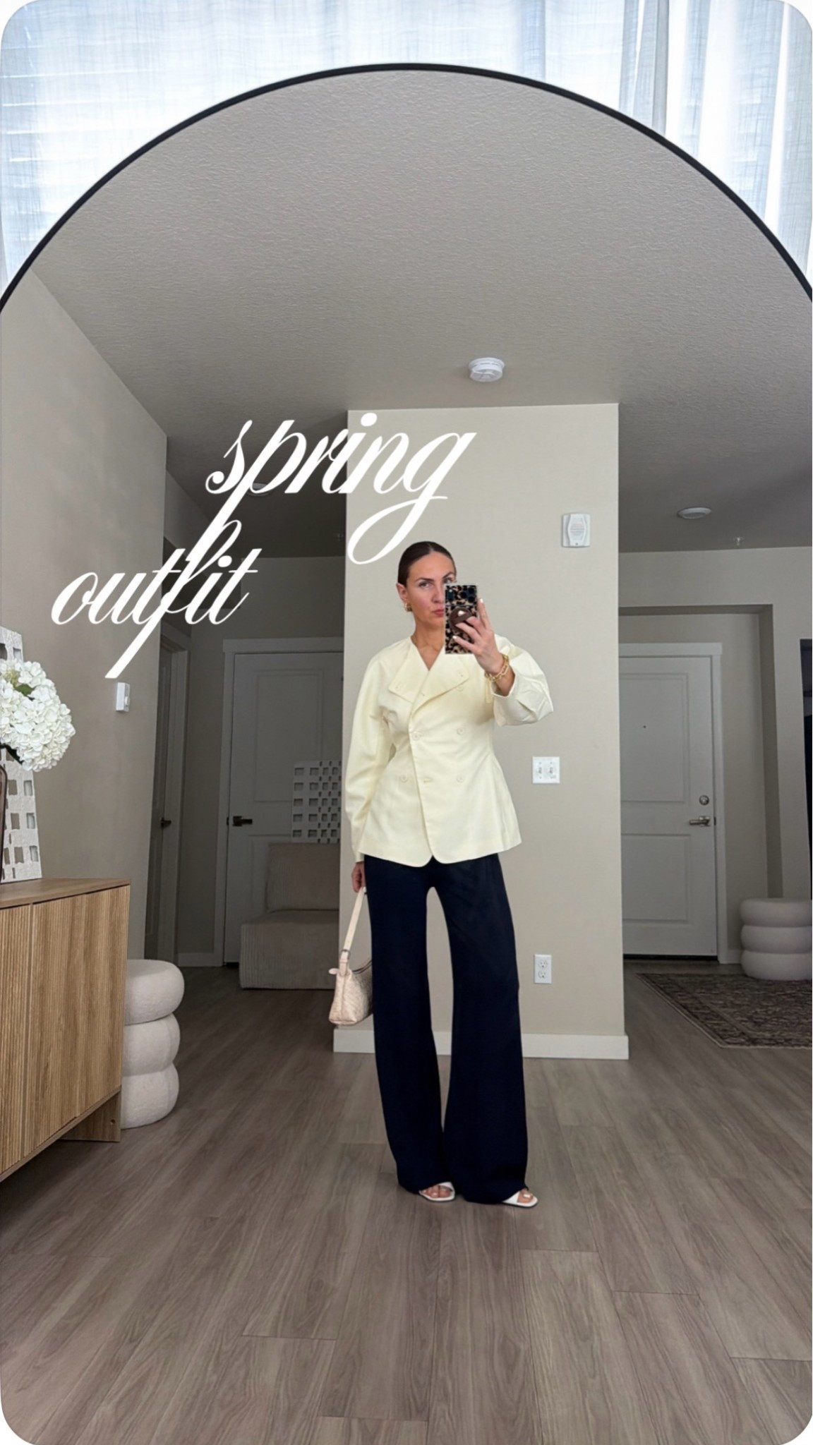 Yellow blazer
Revolve pants 
Nesrin is 5’7’’
