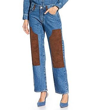 Gianni Bini x Sydney Silverman The Good Denim Mid Rise Faux Suede Double Knee Straight Leg Coordinating Jeans - 29 | Dillard's