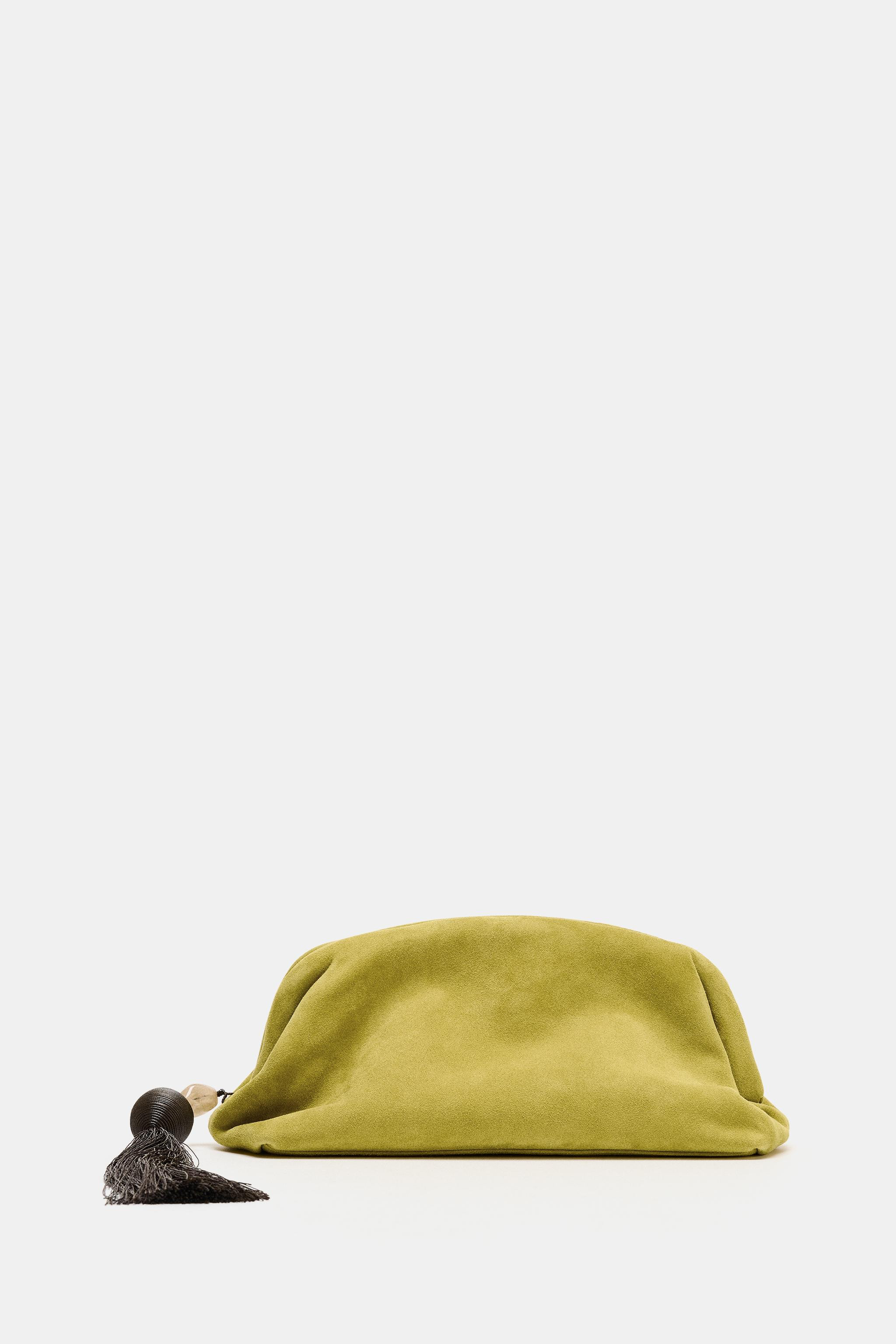 LEATHER CLUTCH WITH POMPOM | Zara US