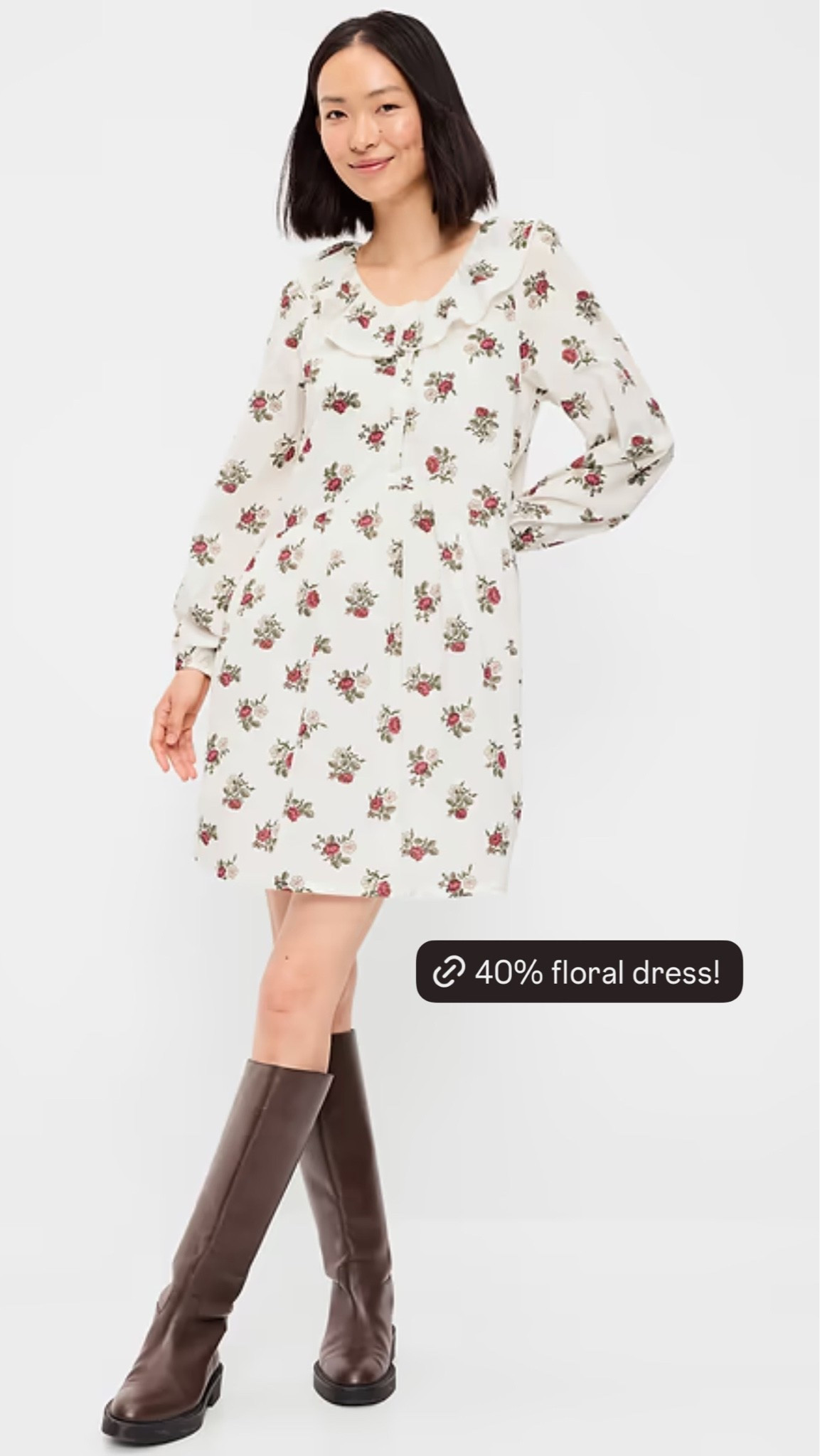 The perfect fall floral dress. Also comes in tall for as tall girlies. Love this print for family photos, also comes in an olive-y green.

#LTKSeasonal #LTKSaleAlert #LTKootd