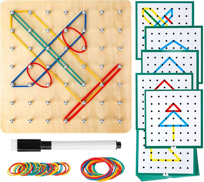 HEELWIRE Wooden Geoboard,Montessori Toy,Graphical Mathematical Education Toy for Kids with Patter... | Amazon (US)